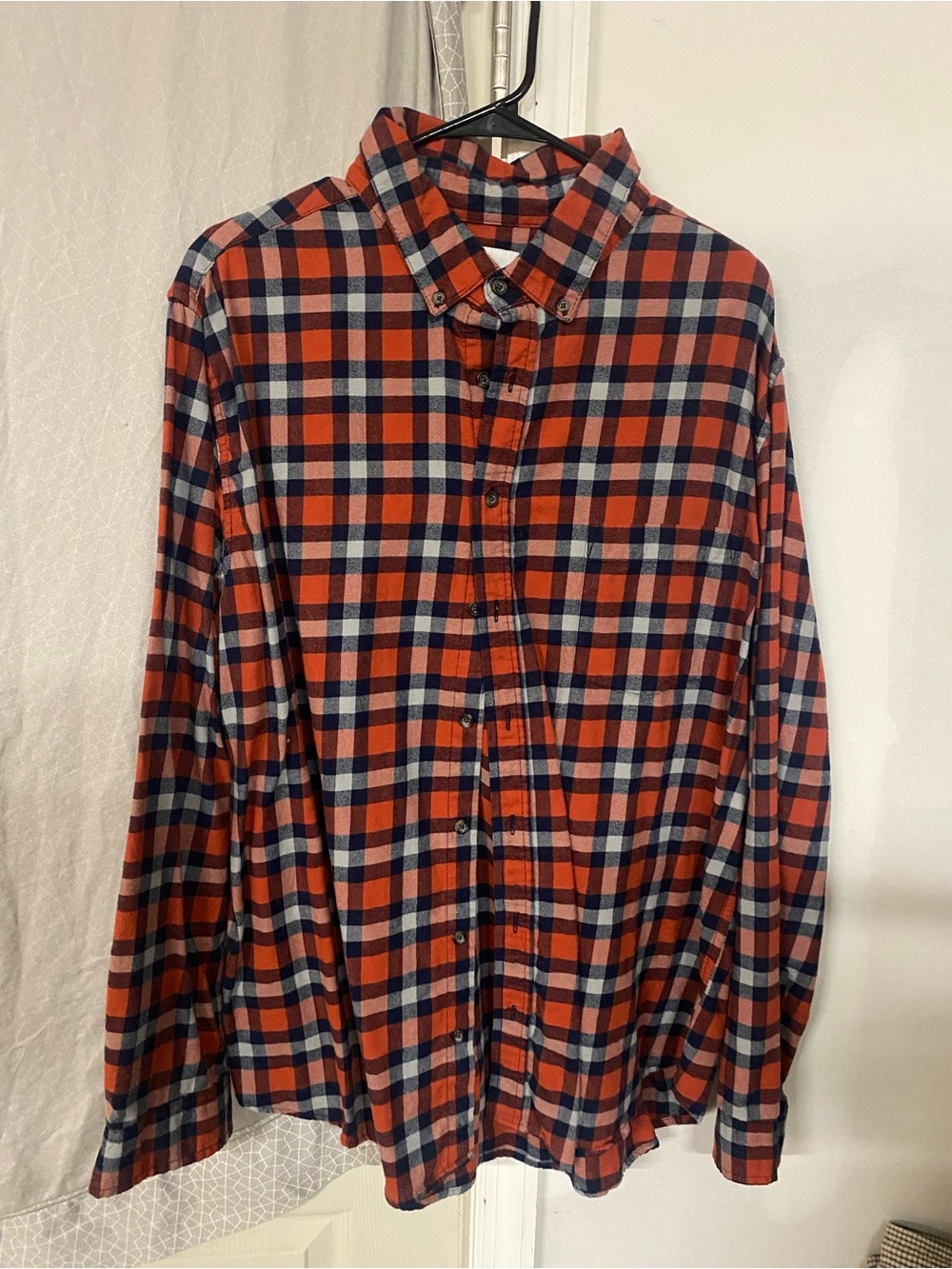 Goodfellow & Co Orange and Navy Plaid Button-Down Shirt
